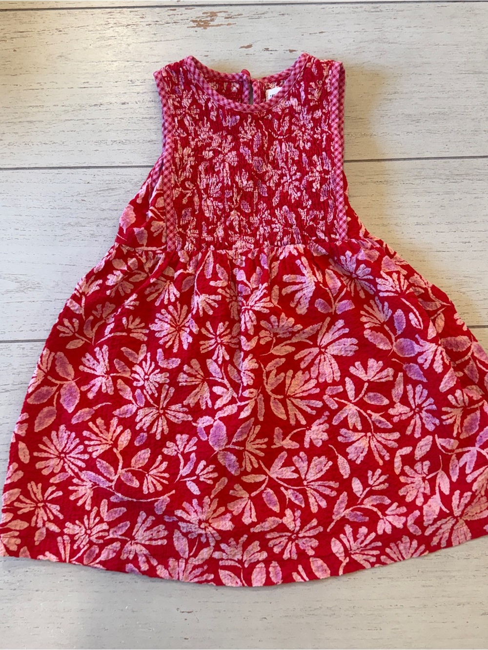Zara Red Floral Smocked Sundress with Pink Blossom Print